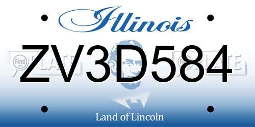 ZV3D584 Illinois License Plate