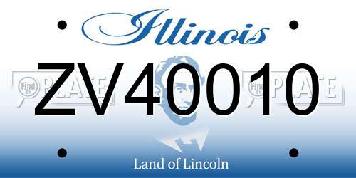ZV40010 Illinois License Plate
