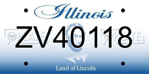 ZV40118 Illinois License Plate
