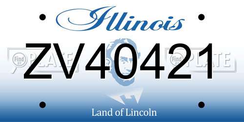 ZV40421 Illinois License Plate