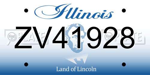 ZV41928 Illinois License Plate
