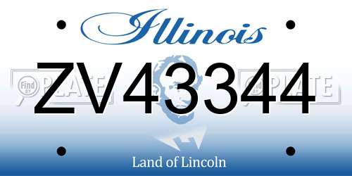 ZV43344 Illinois License Plate