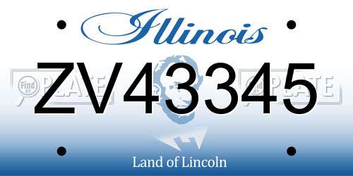ZV43345 Illinois License Plate