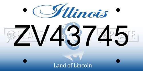 ZV43745 Illinois License Plate