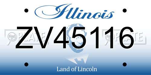 ZV45116 Illinois License Plate