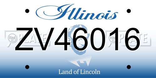 ZV46016 Illinois License Plate