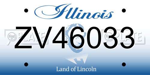 ZV46033 Illinois License Plate