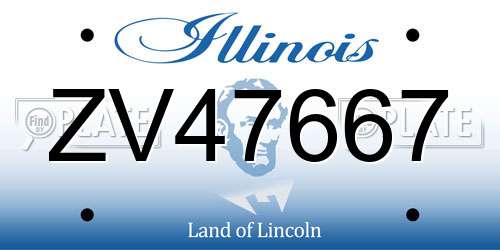 ZV47667 Illinois License Plate