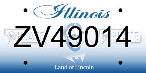 ZV49014 Illinois License Plate