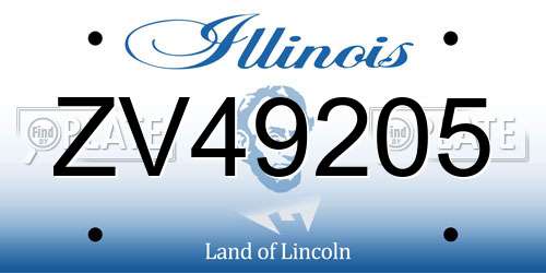 ZV49205 Illinois License Plate