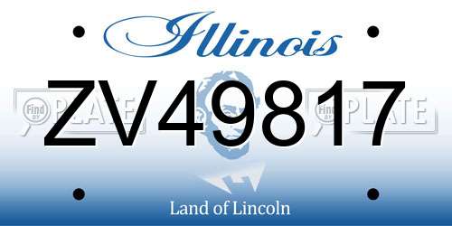 ZV49817 Illinois License Plate