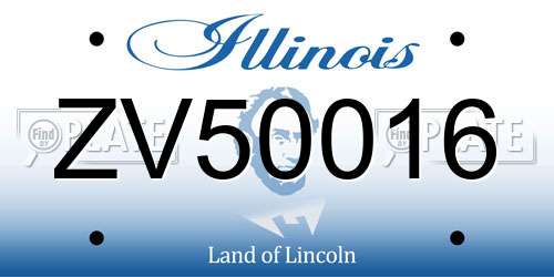 ZV50016 Illinois License Plate