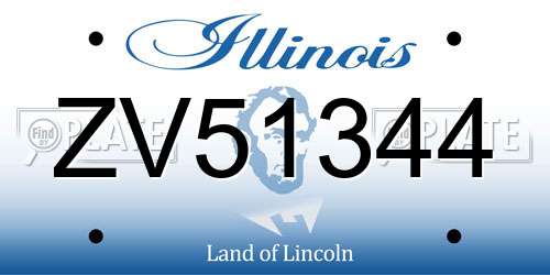 ZV51344 Illinois License Plate