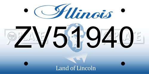 ZV51940 Illinois License Plate