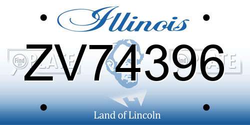 ZV74396 Illinois License Plate