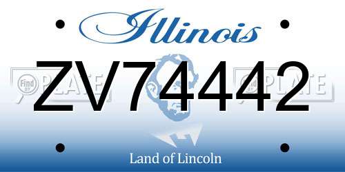 ZV74442 Illinois License Plate
