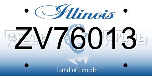 ZV76013 Illinois License Plate