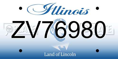ZV76980 Illinois License Plate