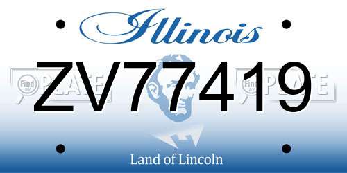 ZV77419 Illinois License Plate