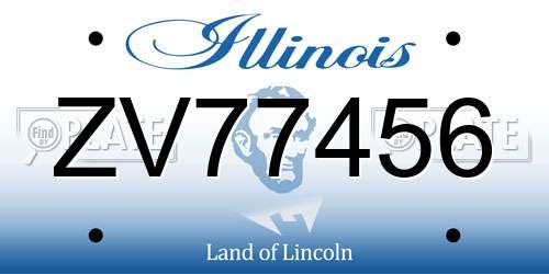 ZV77456 Illinois License Plate