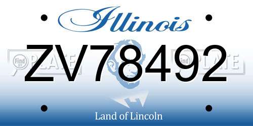 ZV78492 Illinois License Plate