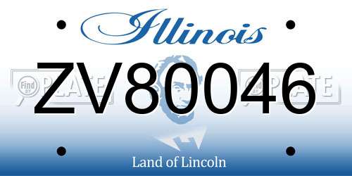 ZV80046 Illinois License Plate