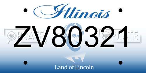 ZV80321 Illinois License Plate