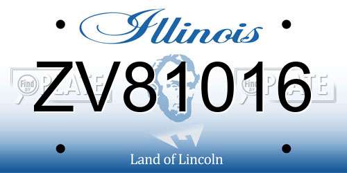 ZV81016 Illinois License Plate