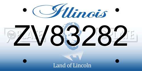 ZV83282 Illinois License Plate