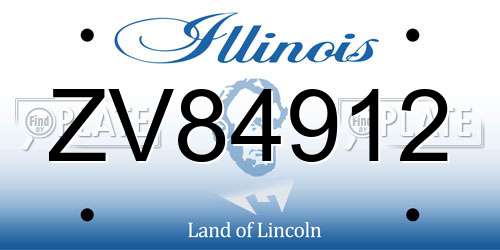 ZV84912 Illinois License Plate