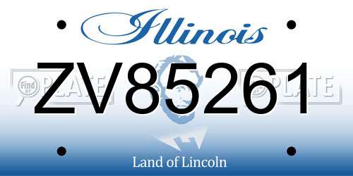 ZV85261 Illinois License Plate