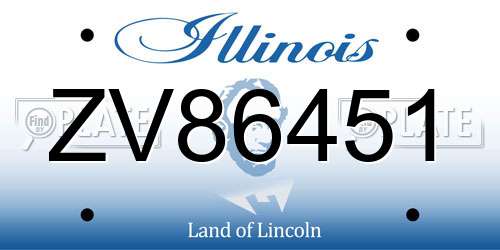 ZV86451 Illinois License Plate