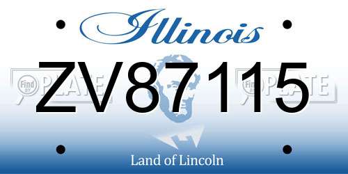 ZV87115 Illinois License Plate