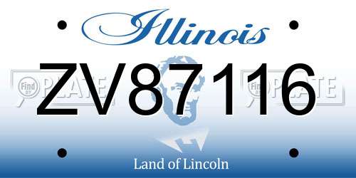 ZV87116 Illinois License Plate