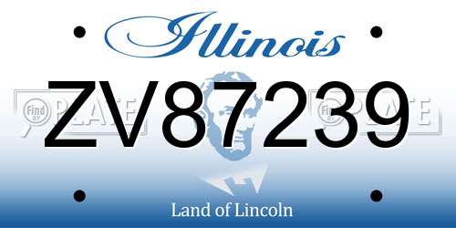 ZV87239 Illinois License Plate