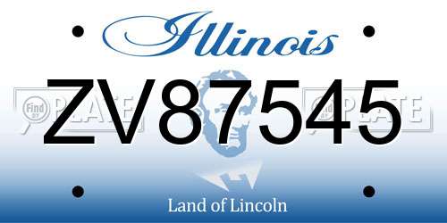 ZV87545 Illinois License Plate