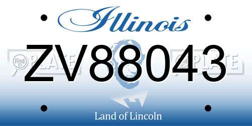 ZV88043 Illinois License Plate