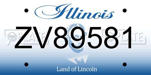 ZV89581 Illinois License Plate