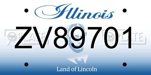ZV89701 Illinois License Plate