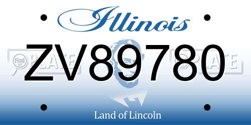 ZV89780 Illinois License Plate