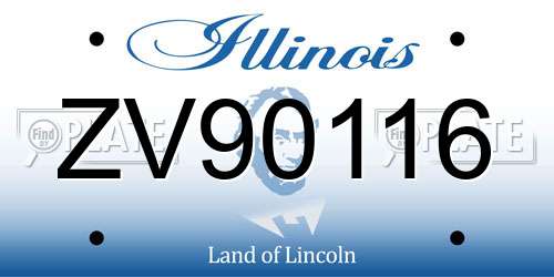 ZV90116 Illinois License Plate