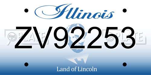 ZV92253 Illinois License Plate
