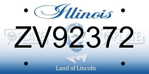 ZV92372 Illinois License Plate