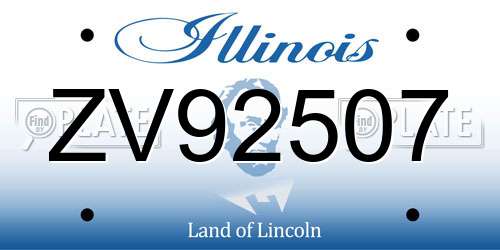 ZV92507 Illinois License Plate