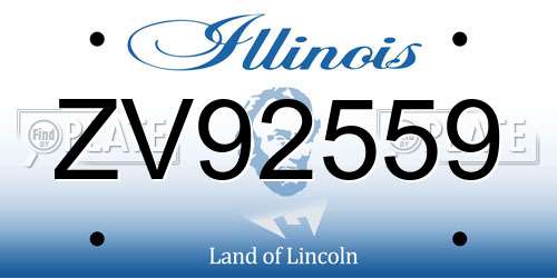 ZV92559 Illinois License Plate