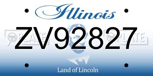 ZV92827 Illinois License Plate