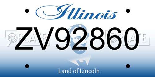 ZV92860 Illinois License Plate