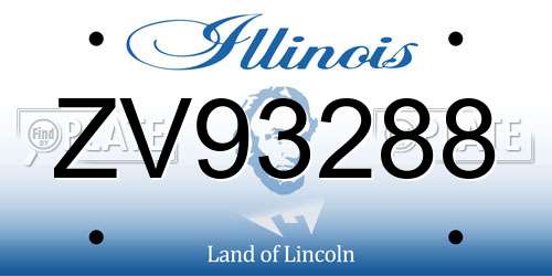 ZV93288 Illinois License Plate