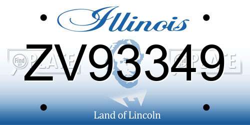 ZV93349 Illinois License Plate