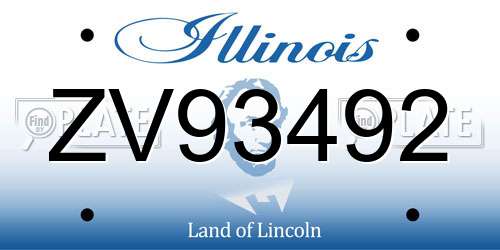 ZV93492 Illinois License Plate